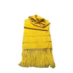 Rebozo shawl yellow with orange stripes mexico todo corazon